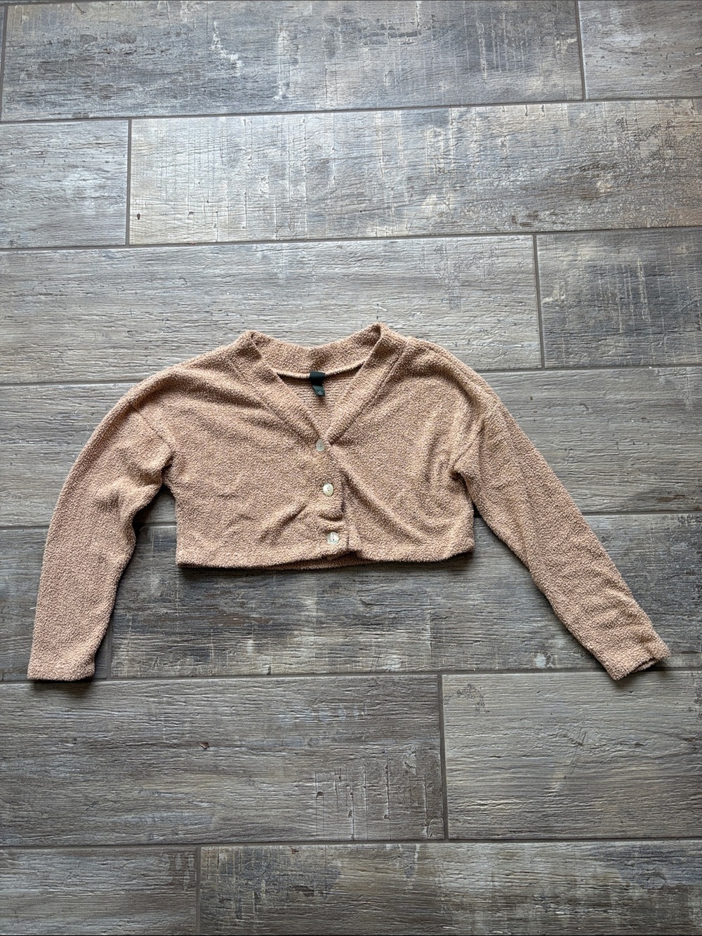 wild fable Cropped Tan Button-Up Cardigan